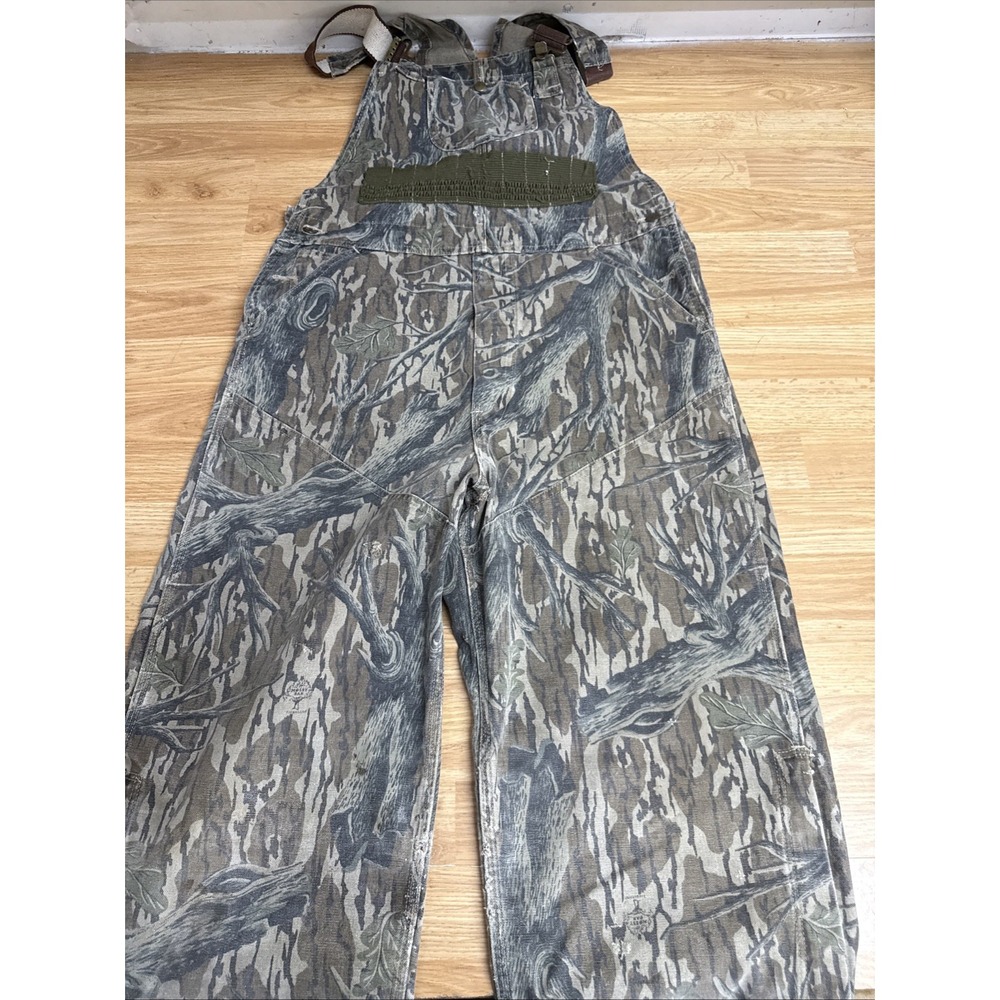 VTG  Carhartt Mossy Oak Camouflage Bib 40x29.5 Foilage Canvas Hunting 90s